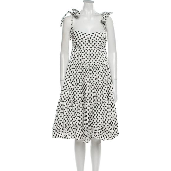 Dolce & Gabbana Polka-Dot Cotton-Poplin Mini Dress - XS - White/Black - Picture 3 of 5